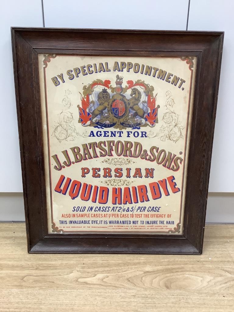 A Persian Liquid Hair Dye advertising sign, 50 x 39cm